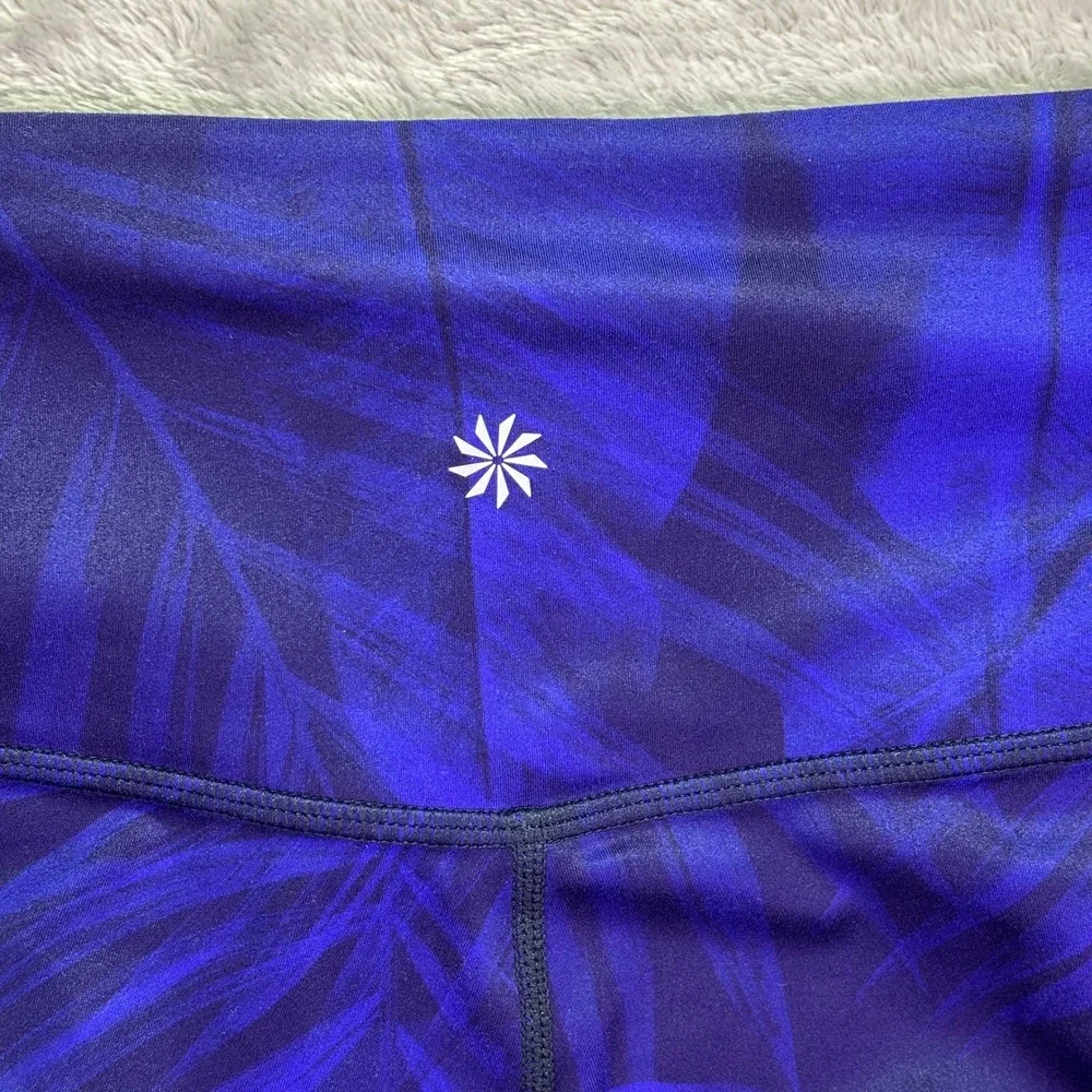 Athleta Women Leggings‎ MP Purple Tropical Palm Print High Rise Crop 209943